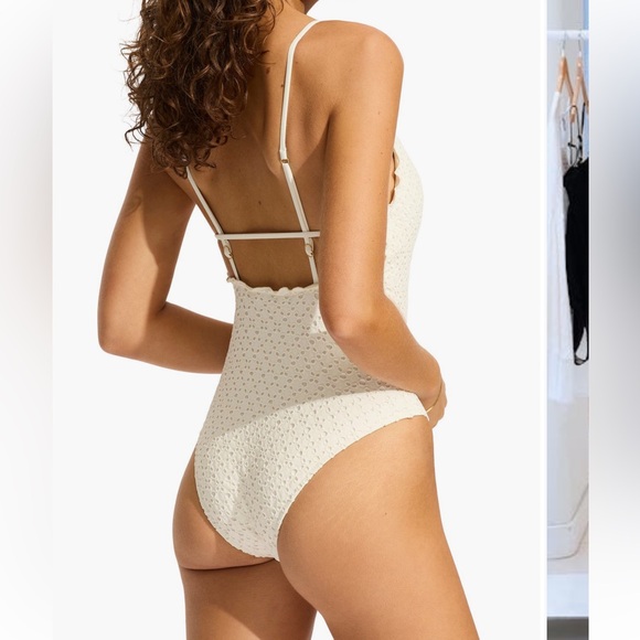 Seafolly Textured Cream Swimsuit - Picture 5 of 5
